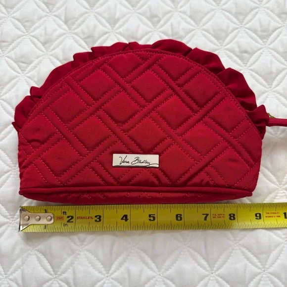 NWT Vera Bradley Ruffle Cosmetic Makeup Bag - Tango Red - Picture 5 of 8